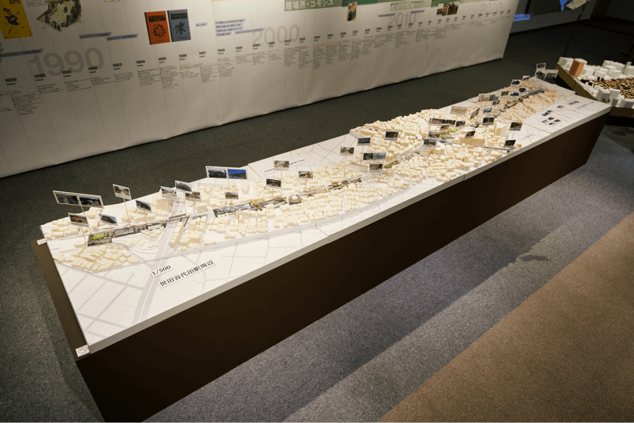 「小田急線(代々木上原駅~梅ヶ丘駅間)上部利用施設の模型」(世田谷区所蔵)*加工あり