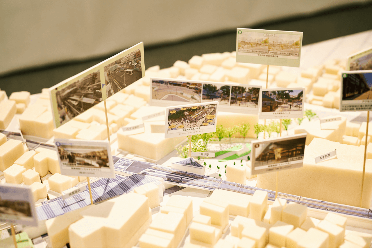 「小田急線(代々木上原駅~梅ヶ丘駅間)上部利用施設の模型」(世田谷区所蔵)*加工あり