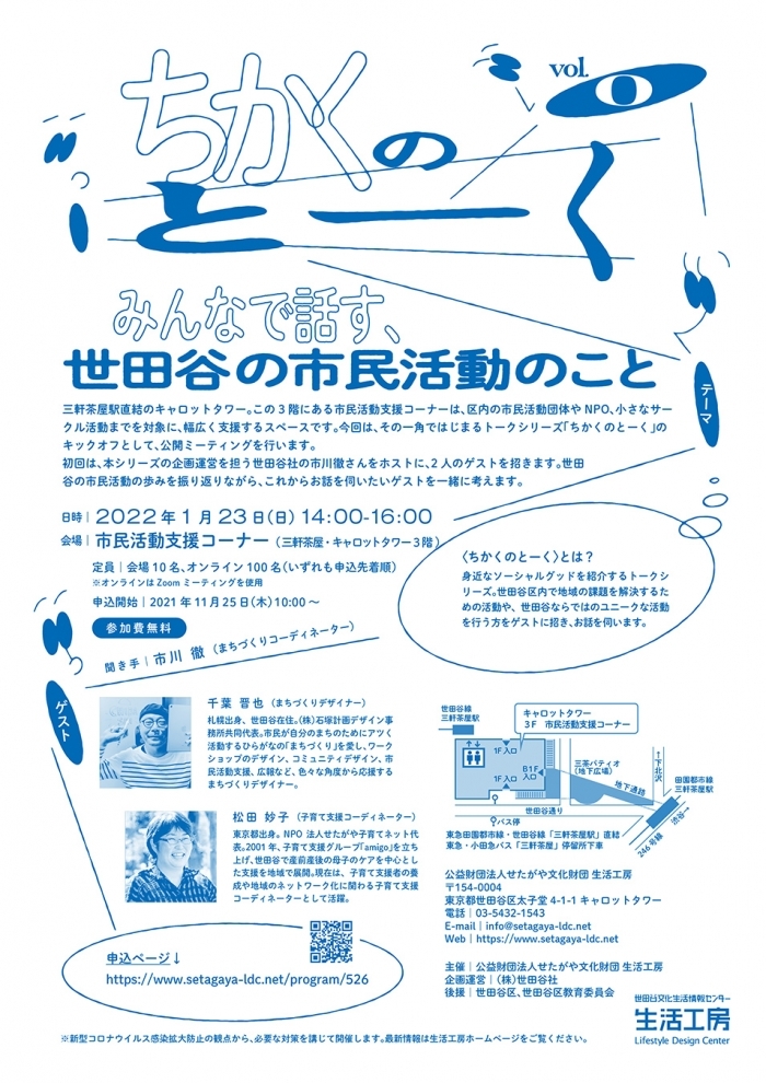 ちかくのとーくvol.00
みんなで話す、世田谷の市民活動のこと